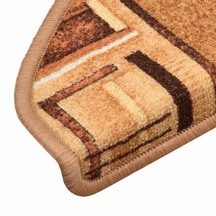 Trappstegsmattor självhäftande 15 st beige 65x21x4 cm