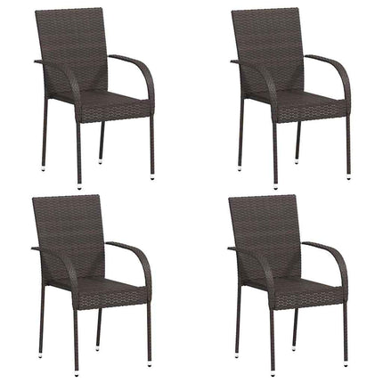 Stapelbara trädgårdsstolar 4 st konstrotting brun