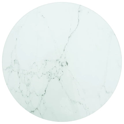 Bordsskiva vit Ø30x0,8 cm härdat glas med marmortextur