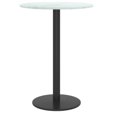 Bordsskiva vit Ø30x0,8 cm härdat glas med marmortextur