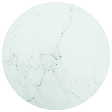 Bordsskiva vit Ø40x0,8 cm härdat glas med marmortextur