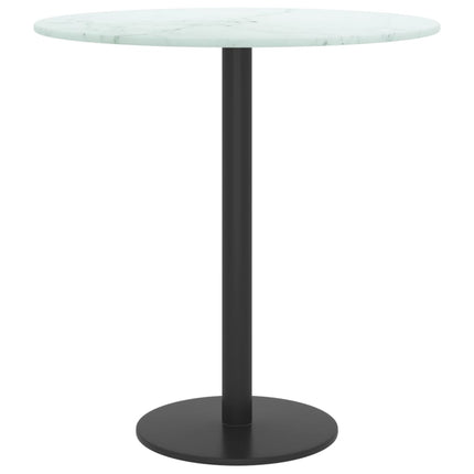 Bordsskiva vit Ø40x0,8 cm härdat glas med marmortextur