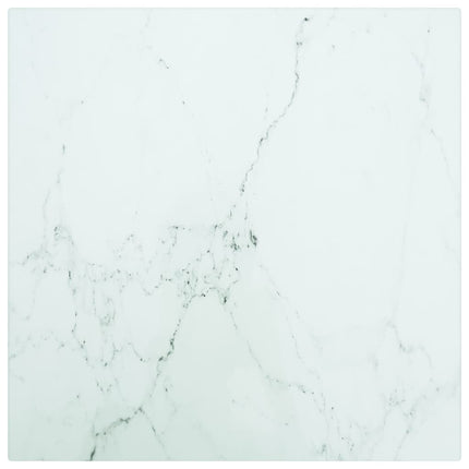 Bordsskiva vit 30x30 cm 6 mm härdat glas med marmortextur