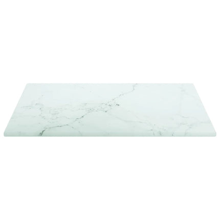 Bordsskiva vit 30x30 cm 6 mm härdat glas med marmortextur