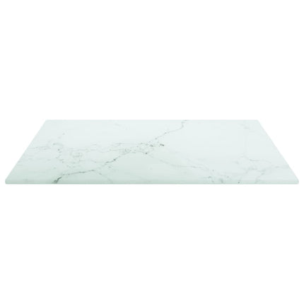 Bordsskiva vit 40x40 cm 6 mm härdat glas med marmortextur