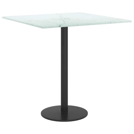 Bordsskiva vit 40x40 cm 6 mm härdat glas med marmortextur