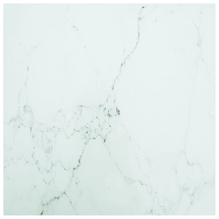 Bordsskiva vit 70x70 cm 6 mm härdat glas med marmortextur