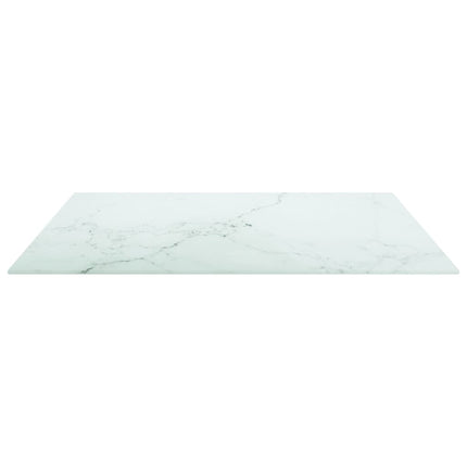 Bordsskiva vit 70x70 cm 6 mm härdat glas med marmortextur