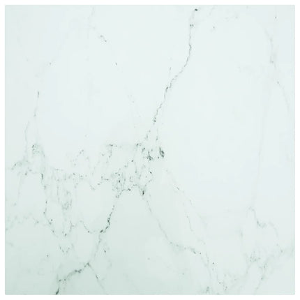 Bordsskiva vit 80x80 cm 6 mm härdat glas med marmortextur