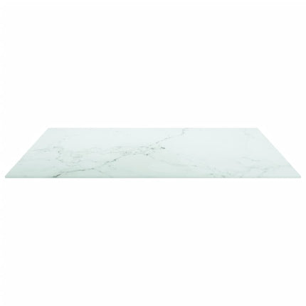 Bordsskiva vit 80x80 cm 6 mm härdat glas med marmortextur