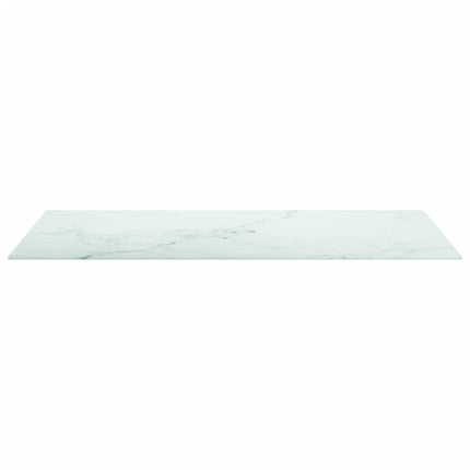 Bordsskiva vit 100x50 cm 6 mm härdat glas med marmortextur