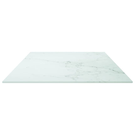Bordsskiva vit 100x50 cm 6 mm härdat glas med marmortextur