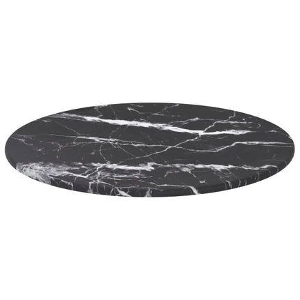 Bordsskiva svart Ø30x0,8 cm härdat glas med marmortextur