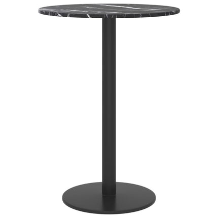 Bordsskiva svart Ø30x0,8 cm härdat glas med marmortextur