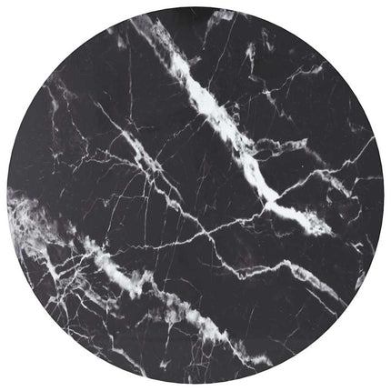 Bordsskiva svart Ø40x0,8 cm härdat glas med marmortextur