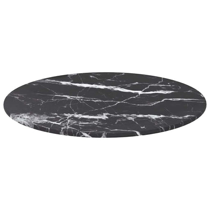 Bordsskiva svart Ø40x0,8 cm härdat glas med marmortextur