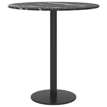 Bordsskiva svart Ø40x0,8 cm härdat glas med marmortextur
