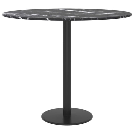 Bordsskiva svart Ø50x0,8 cm härdat glas med marmortextur