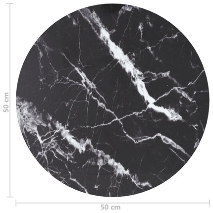 Bordsskiva svart Ø50x0,8 cm härdat glas med marmortextur