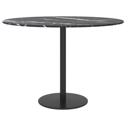 Bordsskiva svart Ø60x0,8 cm härdat glas med marmortextur