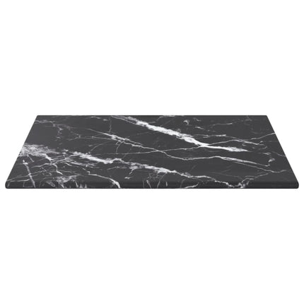 Bordsskiva vit 30x30 cm 6 mm härdat glas med marmortextur