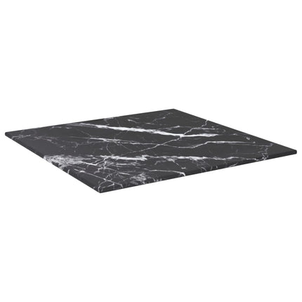 Bordsskiva svart 40x40 cm 6 mm härdat glas med marmortextur