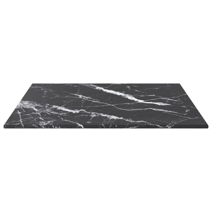 Bordsskiva svart 40x40 cm 6 mm härdat glas med marmortextur