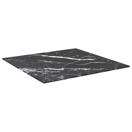 Bordsskiva svart 50x50 cm 6 mm härdat glas med marmortextur