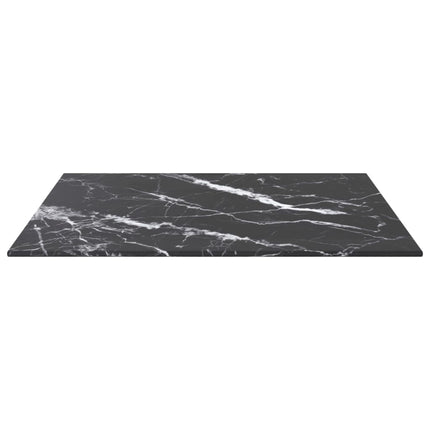 Bordsskiva svart 50x50 cm 6 mm härdat glas med marmortextur