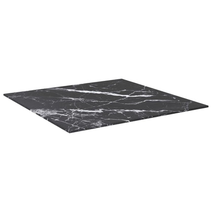 Bordsskiva svart 60x60 cm 6 mm härdat glas med marmortextur