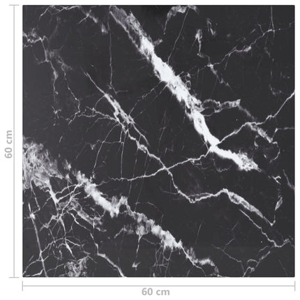 Bordsskiva svart 60x60 cm 6 mm härdat glas med marmortextur