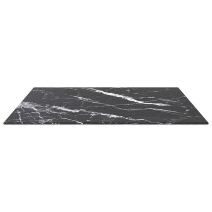 Bordsskiva svart 70x70 cm 6 mm härdat glas med marmortextur