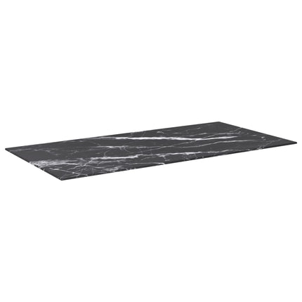 Bordsskiva svart 100x50 cm 6 mm härdat glas med marmortextur