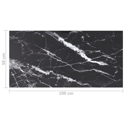 Bordsskiva svart 100x50 cm 6 mm härdat glas med marmortextur