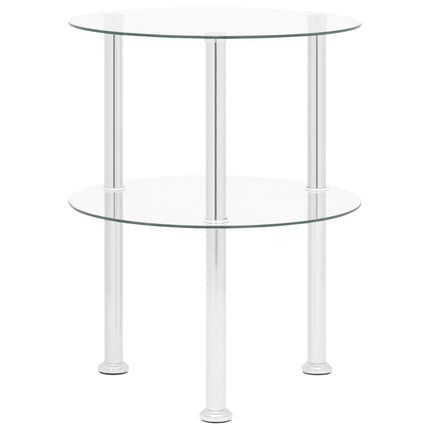 Sidobord med 2 hyllplan genomskinligt 38 cm härdat glas