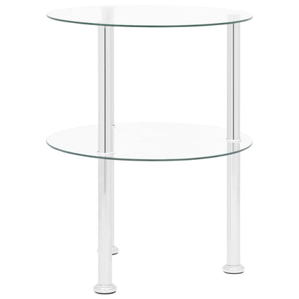 Sidobord med 2 hyllplan genomskinligt 38 cm härdat glas