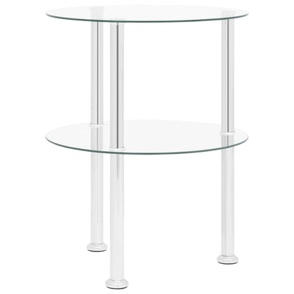 Sidobord med 2 hyllplan genomskinligt 38 cm härdat glas
