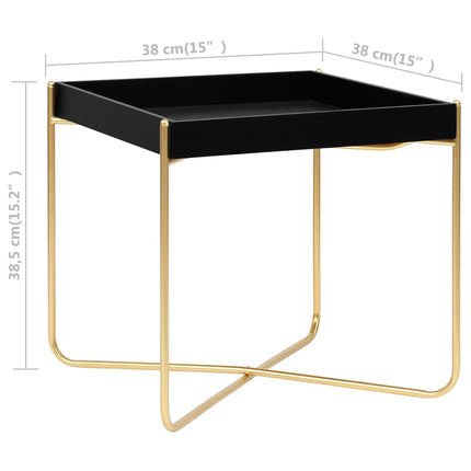 Sidobord svart och guld 38x38x38,5 cm MDF