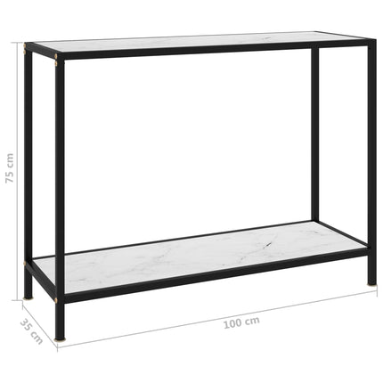 Konsolbord vit 100x35x75 cm härdat glas