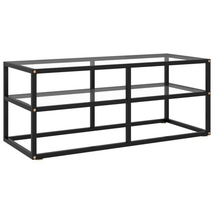Tv-bänk svart med härdat glas 100x40x40 cm