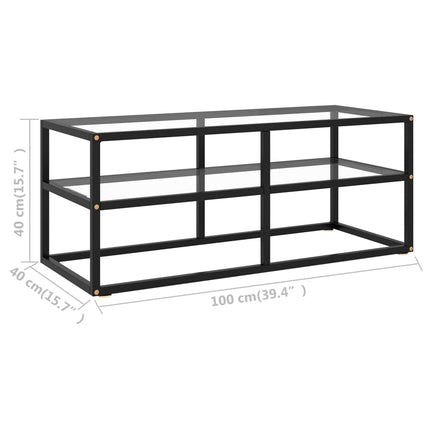 Tv-bänk svart med härdat glas 100x40x40 cm
