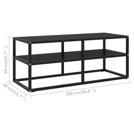 Tv-bänk svart med svart glas 100x40x40 cm