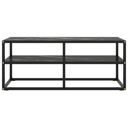 Tv-bänk svart med svart marmor glas 100x40x40 cm