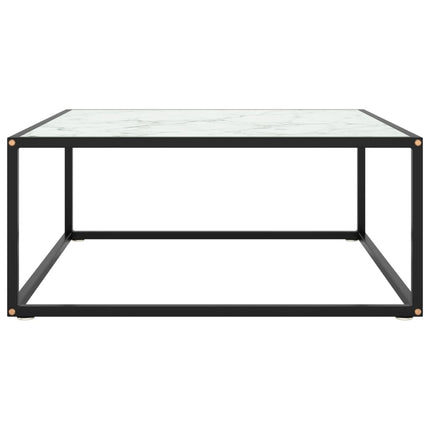 Soffbord med svart vit marmor glas 80x80x35 cm