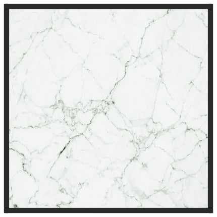 Soffbord med svart vit marmor glas 80x80x35 cm