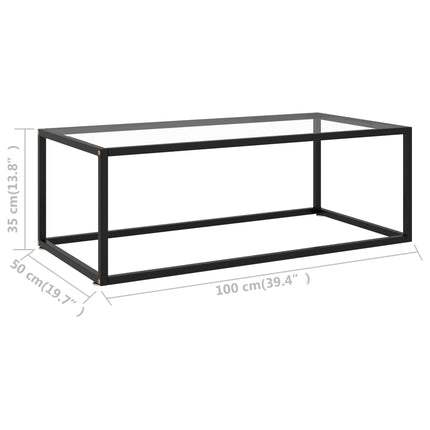 Soffbord svart med härdat glas 100x50x35 cm
