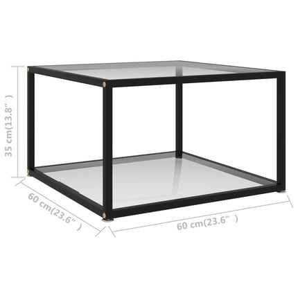 Soffbord transparent 60x60x35 cm härdat glas