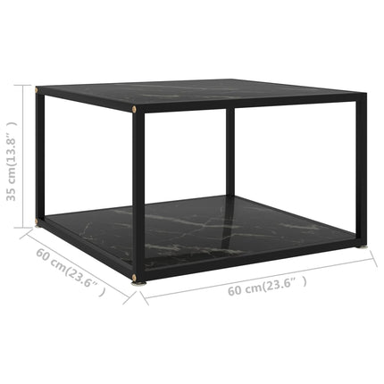 Soffbord svart 60x60x35 cm härdat glas
