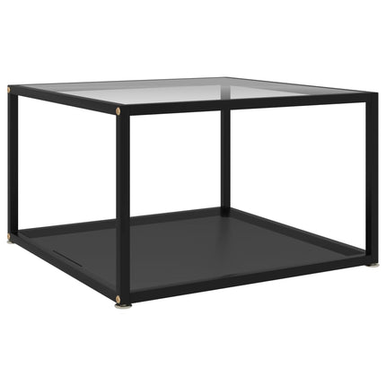 Soffbord transparent och svart 60x60x35 cm härdat glas