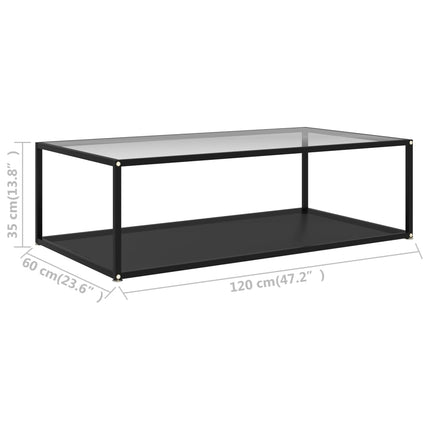 Soffbord transparent och svart 120x60x35 cm härdat glas